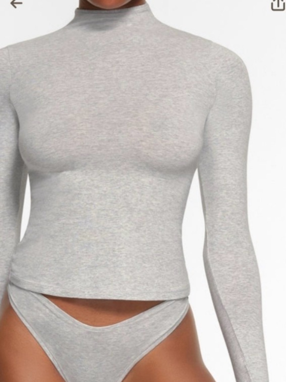 Skims Cotton Jersey Long Sleeve Shirt - Heathered Gray
